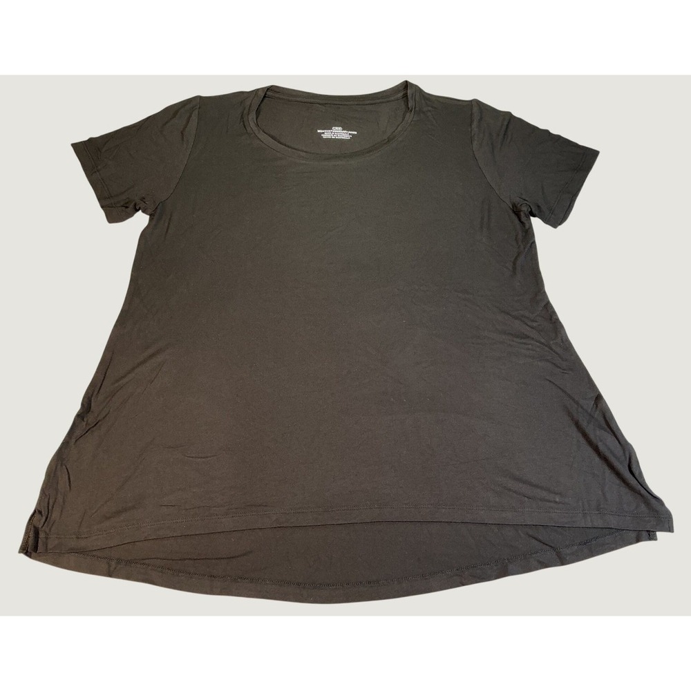 Women's Black Swing Tunic Top Large NWOT Short Sleeve Rayon Stretch Tee